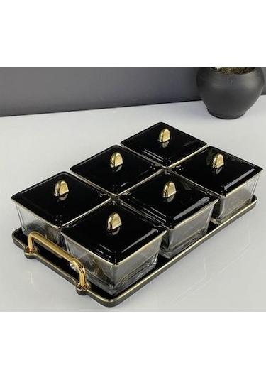 Arow Kahvaltılık Cam 6 Lı Siyah Tr-3028 Siyah