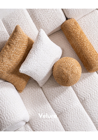 Puffy Premium Uzanmalı Köşe Koltuk Takımı & Oturma Grubu - Krem Krem Köşe