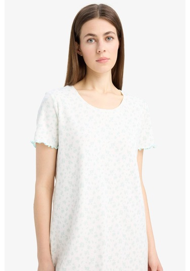 DeFacto Bisiklet Yaka Fitilli Kaşkorse Kısa Kollu Gecelik-Fall in Love E9198AX25SPER98