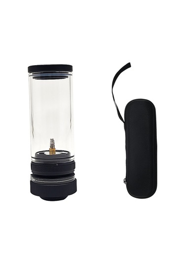 Taşınabilir Gazlı Kamp Lambası Saklama Çantalı Açık Mum Lambası Siyah Siyah