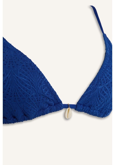 Defacto Regular Fıt Nakışlı Brode Bikini Üstü B6894ax26smbe114 Mavi-be114