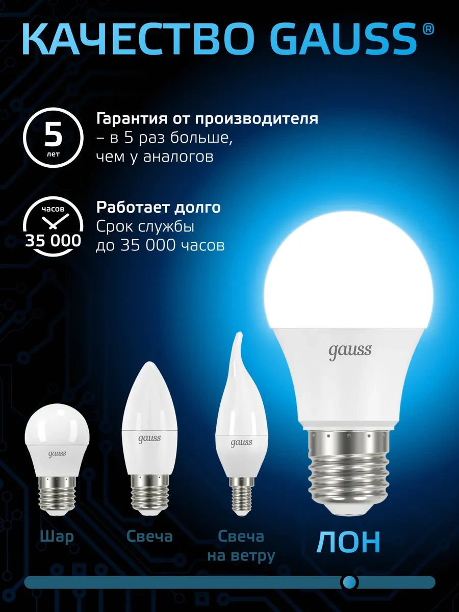 Gauss E27 Armut Şeklinde 12w 6500k Soğuk Işık Led Lamba 10 Adet 356555864