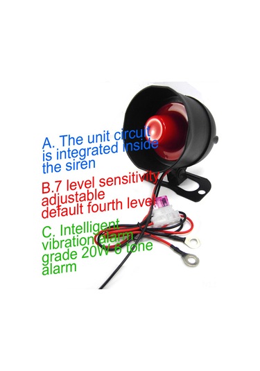 Mufunye 12v Araba Güvenlik Sistemi, 7 Hassasiyet Ayarı, 125db Titreşimli Alarm, 2 Kumanda İle Kırılmadan Kurulum