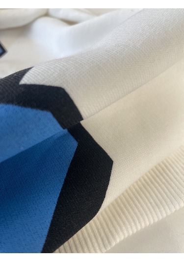 Erkek Beyaz Unısex Oversize Chicago 23 Baskılı Polarlı Sweat Çok Renkli