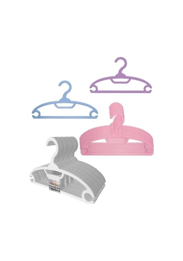 Gondol 24 Adet Çocuk Elbise Askısı Bebek Askısı G-93 Beyaz