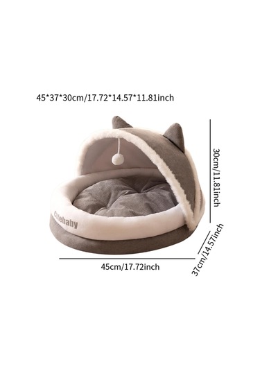 Suntek Yarı Kapalı Evcil Hayvan Kedi Yuvası Kulübesi Gri-m