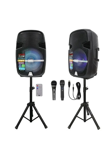 Hoparlör Seti 900w Bluetooth Şarjlı Işıklı Part Box +2 Mikrofon