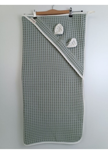 Ekru Pike Bebek Battaniyesi Doğal Organik Uyku Çift Taraflı Bebek Havlu Örtü Yenidoğan Mevsimlik Yeşil