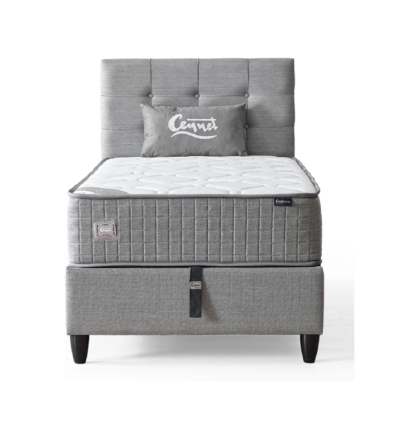 Mimoza Tek Kişilik Full Ortopedik Antibakteriyel Paket Yaylı Yatak Antrasit