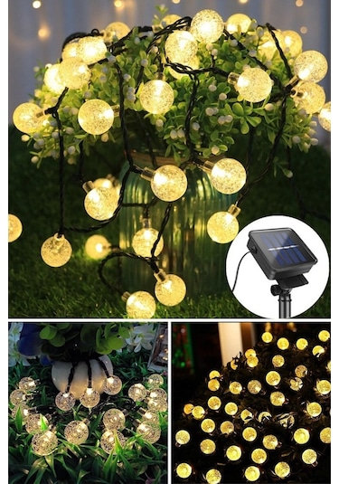 Trendpoint 40 Ledli 8 Modlu Solar Büyük Kristal Top Bahçe Aydınla Sarı