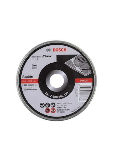 Bosch 125x1.0mm Standard For Inox Rapido 10'lu Kesici Disk