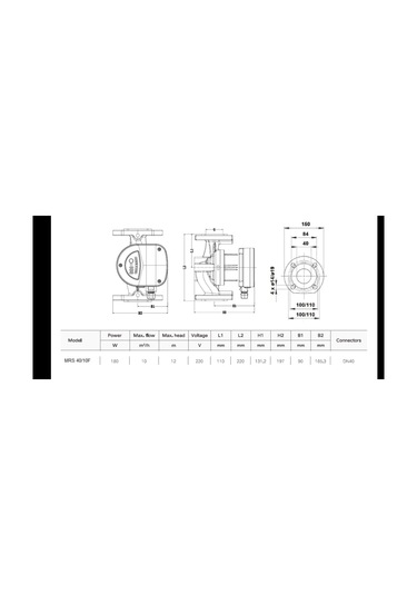 Mars Mrs 40-10f Fre. Konv. Sirkülasyon Pompası Dn40-180 Watt