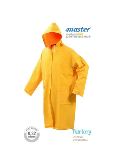 Master Pvc Polyester Balıkçı Kapşonlu Pardösü Yağmurluk Xxl