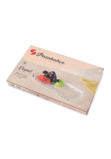 27 Cm Elegant Dikdörtgen Cam Servis Sunum Tabak 54883