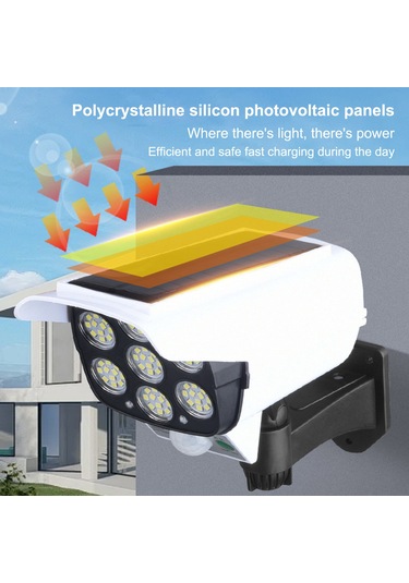 Qingmipy Güneş Enerjili Dış Mekan Aydınlatma Led Simülasyon Kamera Güvenlik Işığı, Hırsızlık Önleyici Siyah