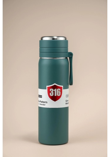Paslanmaz Çelik Termos Su Şişesi 500ml Vakumlu Kapak Yeşil İthal Ürün Yeşil