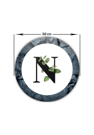 Decorita Cam Kesme Tahtası - Cam Kesme Tablası - Harfli Tasarım N Çap 32 CM