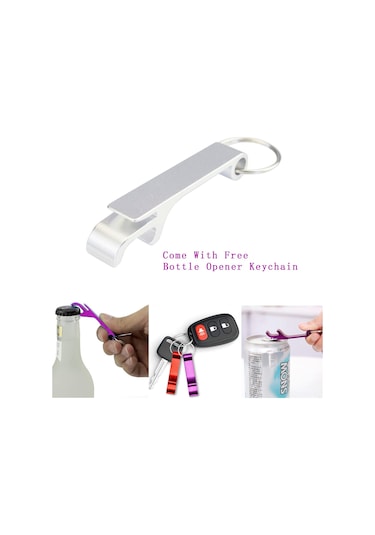 Vkemall Stainless Steel Multifunctional Cap Opener Set: 9.5cm Kapak Açıcı Beyaz + Lp5 Anahtar Zinciri Gümüş Beyaz