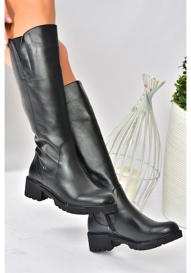 Fox Shoes Siyah Hakiki Deri Günlük Kadın Çizme N654226103 Siyah