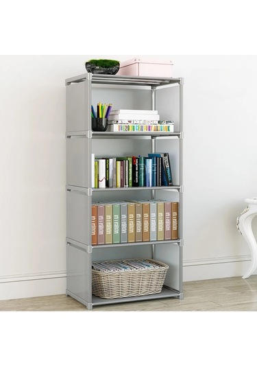 Kitaplık Depolama Rafı Basit Kitaplık Enkaz Depolama Rafı Çok Gri