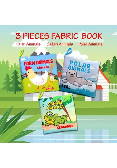 3 Kitap Tox İngilizce Çiftlik Hayvanları , Kutup Ve Safari Hayvanları Kumaş Sessiz Kitap E119 E125 E130 - Bez Kitap , Eğitici Oyuncak , Yumuşak Ve Hışırtılı