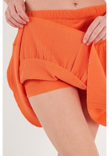 Lela Beli Lastikli Mini Bayan Şort Etek 5865038 Oranj