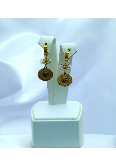 Yeni Sezon Paslanmaz Çelik Çeyrekli Altın Kaplama Küpe Gold