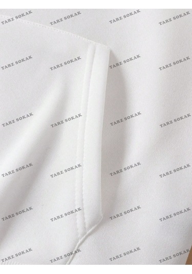 Y2k Trend Sezon Unisex Retro Sweatshırt Kapşonlu Kod 1911 Trz2326 Beyaz