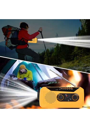 Lemestar Hn-038s Avrupa Tipi Turuncu Güneş Enerjili El Çarklı Radyo - Led Fener, Am/fm, Sos Alarmı İle Kamp Ve Acil Durum Radyosu