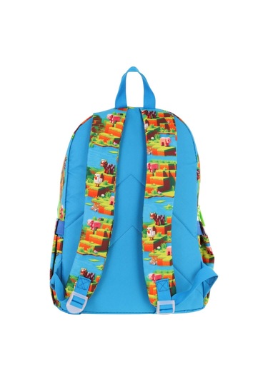 Kaukko Kids Üç Bölmeli Mavi Yeşil - Craft Baskılı Erkek Çocuk Okul Ve Günlük Sırt Çantası - L5280 Mavi - Yeşil