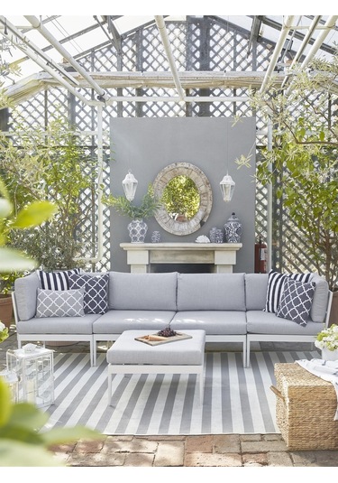 Luna Özel Metal Bahçe Oturma Grubu Gri