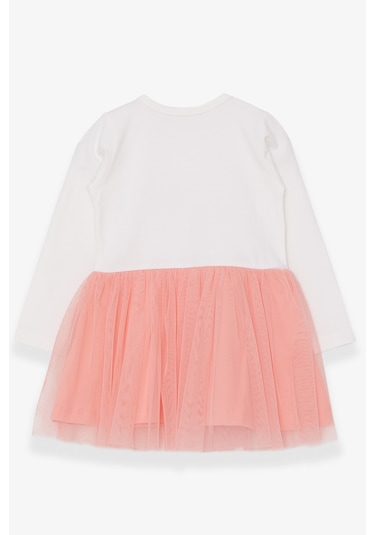 Breeze Kız Çocuk Uzun Kollu Elbise Pullu Yazı Baskılı 1.5-5 Yaş, Ekru