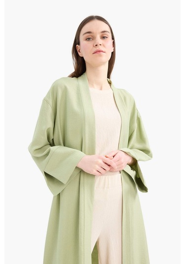 Defacto Relax Fit Bisiklet Yaka Kimono D9929ax25smgn1216 Yeşil
