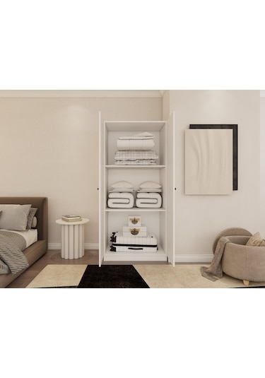 Fırtına 2 Kapaklı Gardırop Beyaz Renk