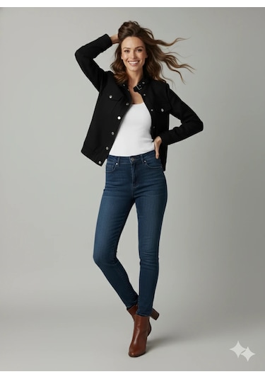 Kadın Taba Zarif Kısa Ceket Toka Detaylı Dik Yaka Cepli Süet/kaşe Baharlık Ceket Siyah