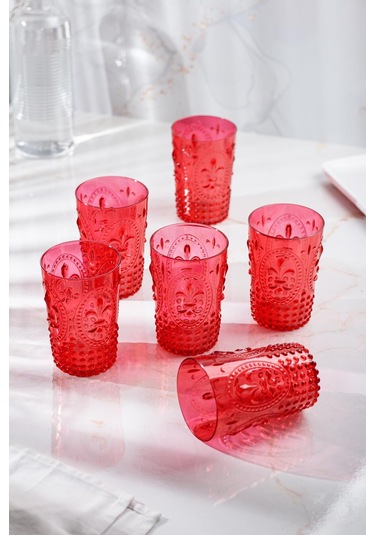 Akrilik Kırmızı Tekli Kısa Bardak & Su Meşrubat Kahve Yanı Bardağı 400 Ml Cam Değildir Kırmızı