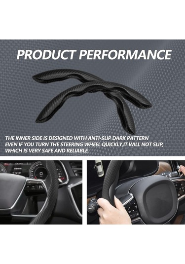 Yifomall Karbon Fiber Kaymazsız Direksiyon Koruması - Evrensel Uyumlu, Işınlanabilir, Dayanıklı - Araç İç Donanımı Aksesuarı Siyah, 2 Adet Siyah