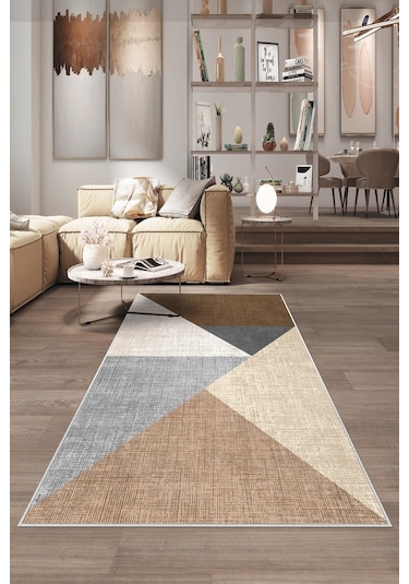 West Home Dijital Baskı Yıkanabilir Kaymaz Taban Salon Halısı Mutfak Halısı Koridor Halısı Wh 447 Sand