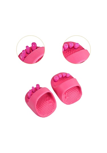 Suntek 2 Adet Akupresür Ayak Masaj Terliği Ayırıcı Ev Ofis Pembe Pembe