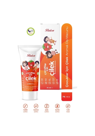 Balen Çocuklar İçin Doğal Çilek Özlü Diş Macunu 75 Ml