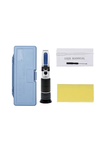 Springsun Jy009 El Tipi Refraktometre - 0-22 Bé, 0-25%alkol, 0-40 Brix 3'ü Bir Arada Şarap Ölçüm Aleti Alüminyum, Siyah