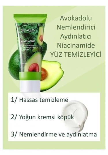 Bioaqua Niacinome Avokado İçerikli Nemlendirici ve Aydınlatıcı Yüz Temizleyici 100 G
