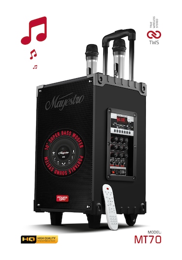 Ultratekno  Powerway Mayestro MT70 10" Şarjlı Kumandalı Çift Mikrofonlu Hoparlör Amfiler