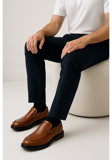 Growish Gr0210 Hakiki Yumuşak Deri Jel Destekli Poli Taban Comfort Erkek Günlük Ayakkabı Kahverengi