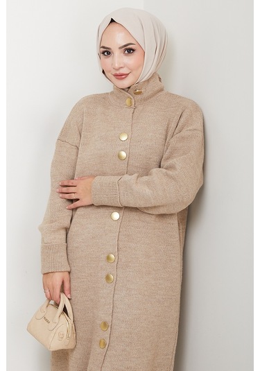 Reha Düğmeli Triko Hırka 1603 - Vizon Vizon