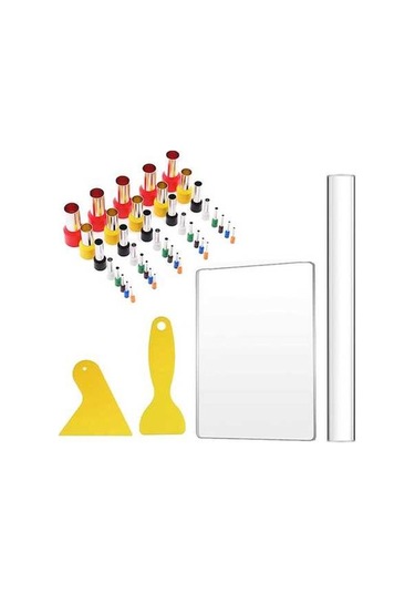 Createtech Yuvarlak Silindiri Seti Şekil Polimer Plastik Parça Mini Levha Kil Kil Kil Kesiciler Kesici Kazıyıcı Kalıplar Girinti Daire Aletleri Aleti Akrilik 44 At Çok Renkli