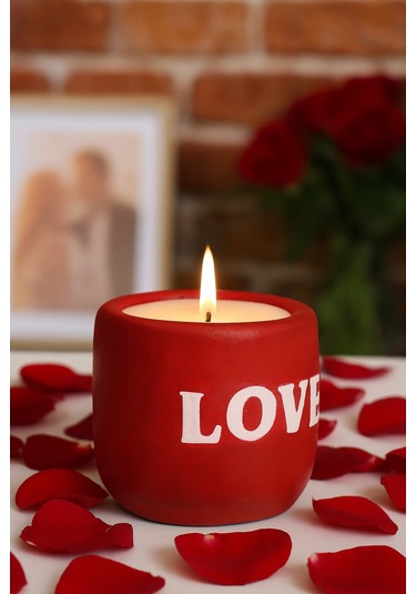 Dekoratif Kokulu Mum Love Kirmızı