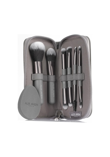 Alix Avien Küçük Boy Çantalı Seyahat Makyaj Fırça Seti 10 Çeşit Fırça Ucu, Aplikatör Ve Makyaj Süngeri