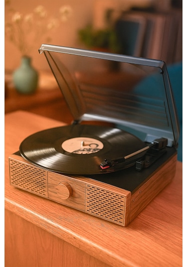Doob Audio Db-9191 Rustik Dahili Hoparlörlü Bluetoothlu Ahşap Pikap