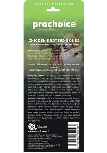 Prochoice Natural Chicken Knotted Bones Tavuk Etli Düğümlü Köpek Ödül Kemiği 7 Parça